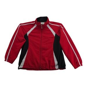 East West Red Black White Full Zip Mesh Lined Windbreaker Jacket Men's Size XL